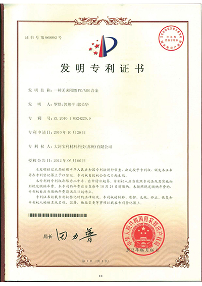 大河專利證書8項發(fā)明專利